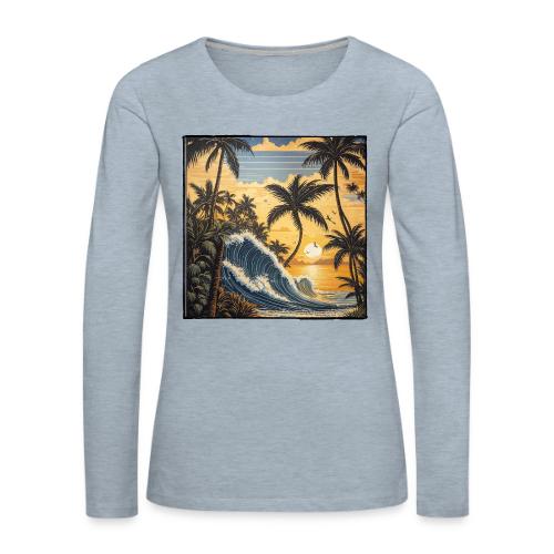 Jungle Wave Sunrise - Women's Premium Slim Fit Long Sleeve T-Shirt