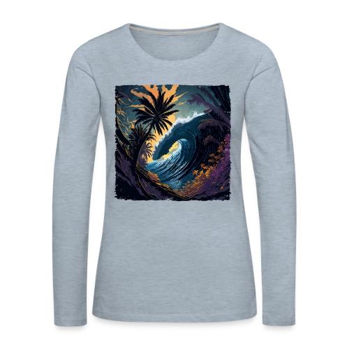 Moonlight Jungle Wave - Women's Premium Slim Fit Long Sleeve T-Shirt