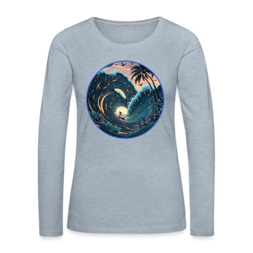 Double Barrel Flower Wave - Women's Premium Slim Fit Long Sleeve T-Shirt