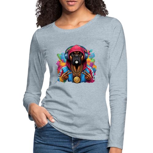 Boxer Dog Splash Art - Women's Premium Slim Fit Long Sleeve T-Shirt