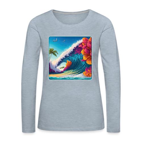 Giant Shore Pound Wave - Women's Premium Slim Fit Long Sleeve T-Shirt
