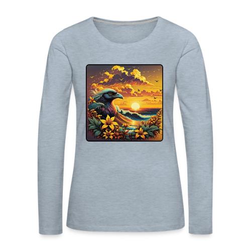 Sunset Wave Bird - Women's Premium Slim Fit Long Sleeve T-Shirt