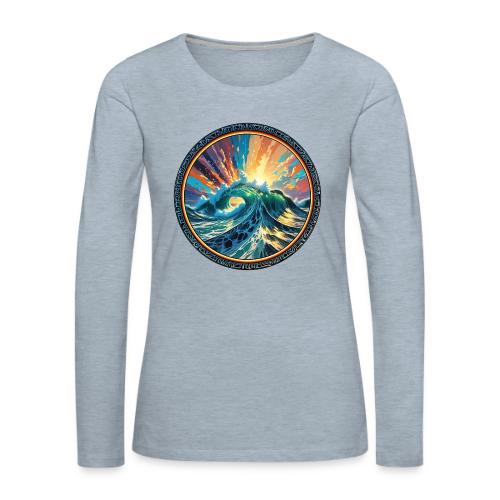 Rainbow Ray Wave - Women's Premium Slim Fit Long Sleeve T-Shirt