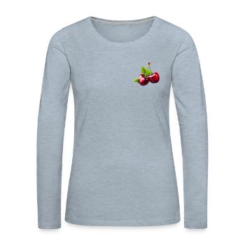Cherries - Women's Premium Slim Fit Long Sleeve T-Shirt - heather ice blue - Front - Danielle (179cm)