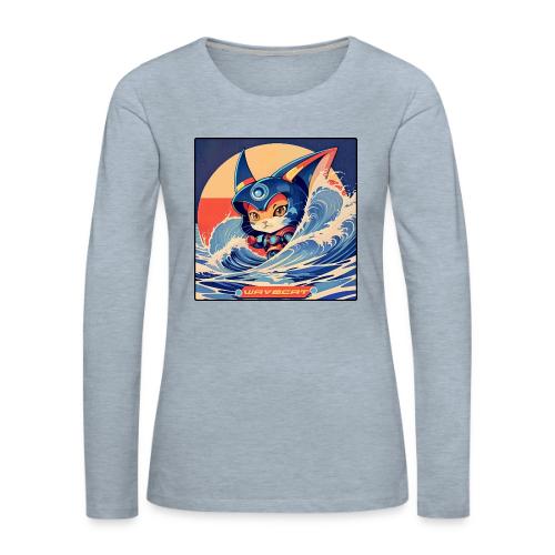 Wavecat Kitten - Women's Premium Slim Fit Long Sleeve T-Shirt