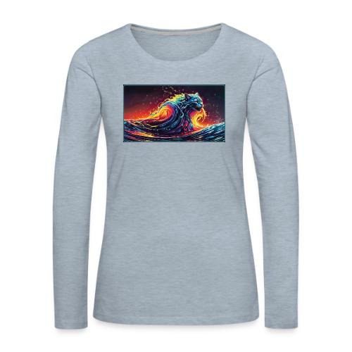 Wavecat Firelight Wave - Women's Premium Slim Fit Long Sleeve T-Shirt