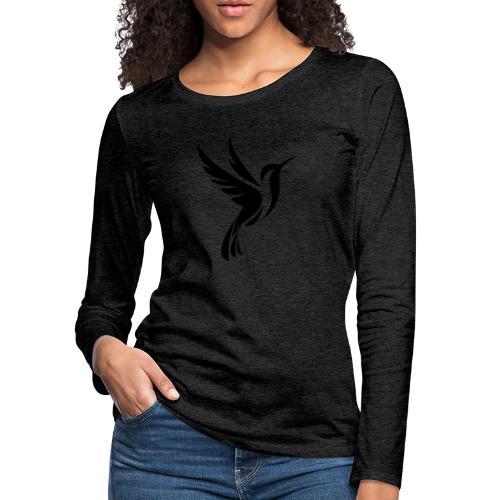 Hummingbird Spot Logo in Black - Women's Premium Slim Fit Long Sleeve T-Shirt