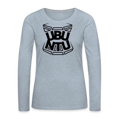 UBUNTU-LOGO-BLK-7 - Women's Premium Slim Fit Long Sleeve T-Shirt
