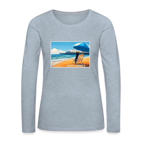 Santa Monica Beach Cat - Women's Premium Slim Fit Long Sleeve T-Shirt