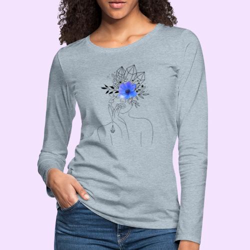 Third Eye Flower Goddess - Crystal Design - Women's Premium Slim Fit Long Sleeve T-Shirt
