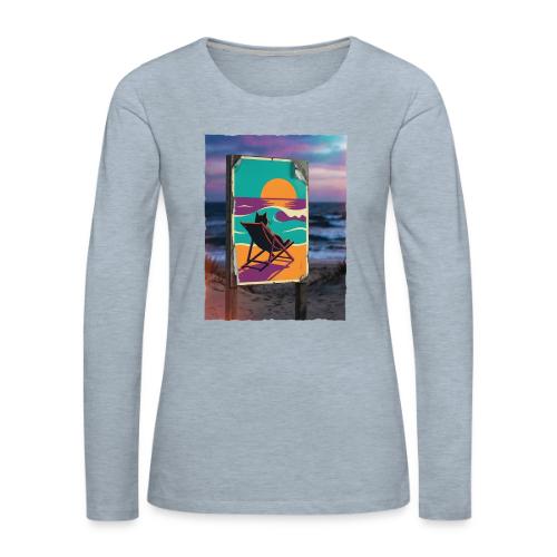 Sunset Cat Sign - Women's Premium Slim Fit Long Sleeve T-Shirt
