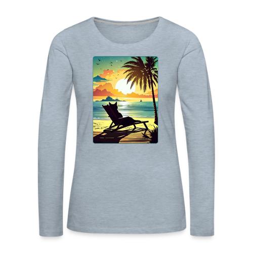 Sunset Cat - Women's Premium Slim Fit Long Sleeve T-Shirt