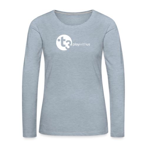 Play With Us (White Logo) - Women's Premium Slim Fit Long Sleeve T-Shirt