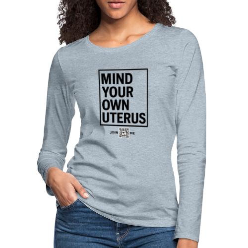 Uterus (black, front-facing) - Women's Premium Slim Fit Long Sleeve T-Shirt