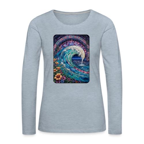 Stained Glass Wave - Women's Premium Slim Fit Long Sleeve T-Shirt