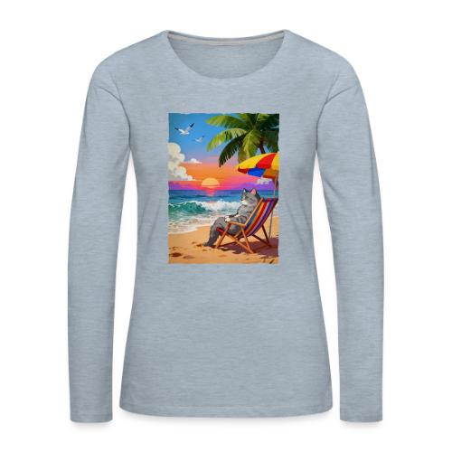 Rainbow Beach cat - Women's Premium Slim Fit Long Sleeve T-Shirt