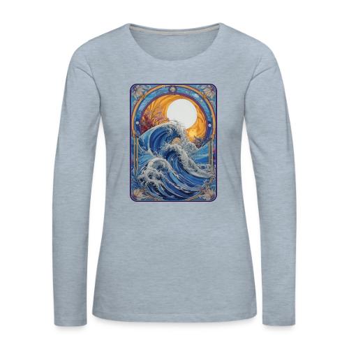 Art Nouveau Wave - Women's Premium Slim Fit Long Sleeve T-Shirt