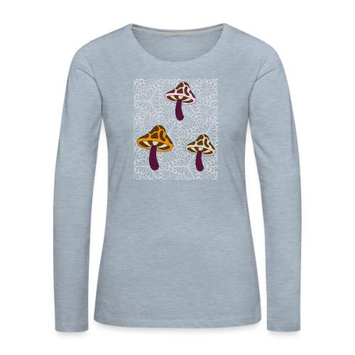 Fall Season Mushroom Designs - Women's Premium Slim Fit Long Sleeve T-Shirt