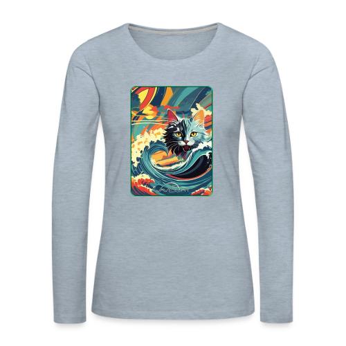 Wavecat Beach - Women's Premium Slim Fit Long Sleeve T-Shirt