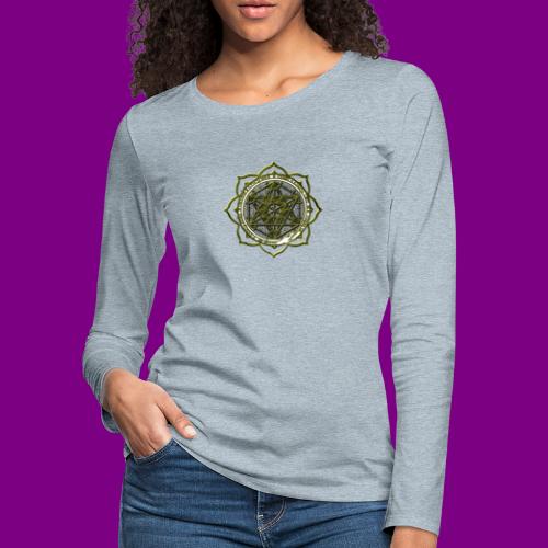 Energy Immersion, Metatron's Cube Flower of Life - Women's Premium Slim Fit Long Sleeve T-Shirt