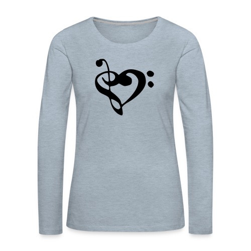 musical note with heart - Women's Premium Slim Fit Long Sleeve T-Shirt