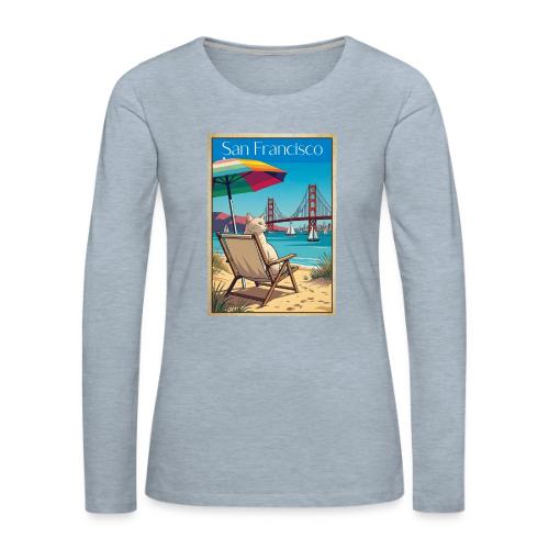 San Francisco Beach Cat - Women's Premium Slim Fit Long Sleeve T-Shirt