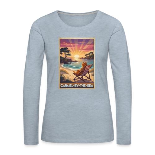 Beach Cat At Carmel-By-The-Sea - Women's Premium Slim Fit Long Sleeve T-Shirt
