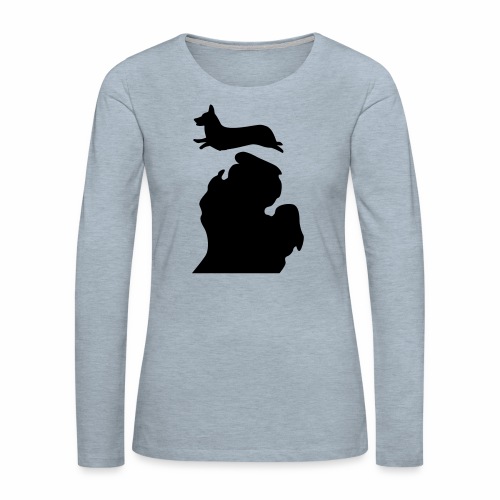 Corgi Bark Michigan - Women's Premium Slim Fit Long Sleeve T-Shirt