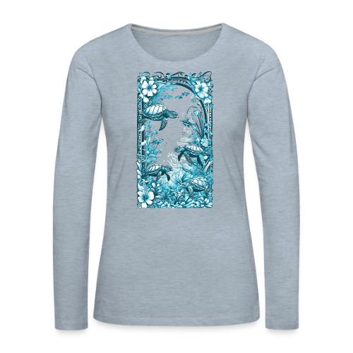 Sea Turtle Forest - Women's Premium Slim Fit Long Sleeve T-Shirt