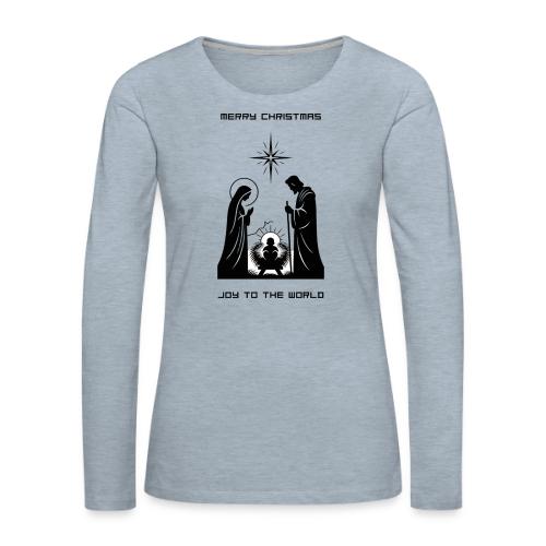 Joy to the World T-Shirt | Minimalist Nativity - Women's Premium Slim Fit Long Sleeve T-Shirt