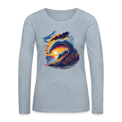Rainbow Fire Wave - Women's Premium Slim Fit Long Sleeve T-Shirt