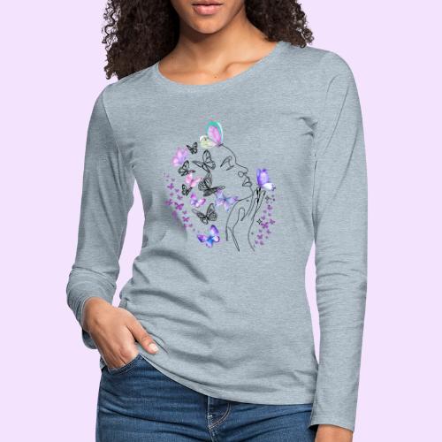 Dreamy Butterfly Goddess - Fairytale Design - Women's Premium Slim Fit Long Sleeve T-Shirt