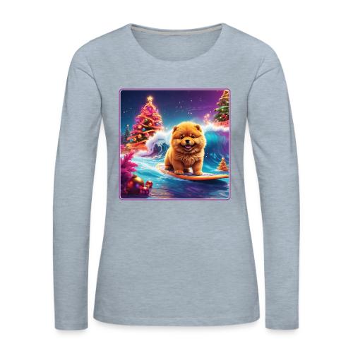 Chow Christmas Surf - Women's Premium Slim Fit Long Sleeve T-Shirt