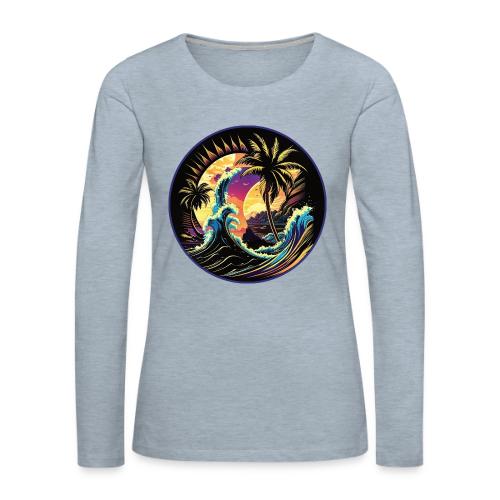 Purple Sunset Waves - Women's Premium Slim Fit Long Sleeve T-Shirt
