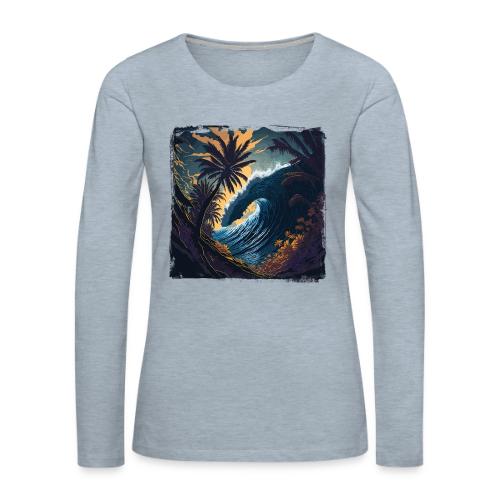 Moonlight Jungle Wave - Women's Premium Slim Fit Long Sleeve T-Shirt