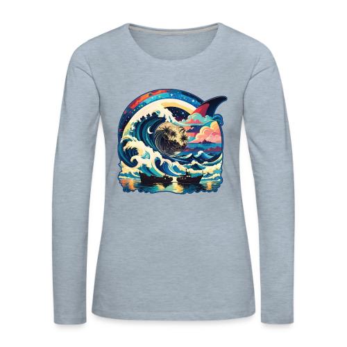 Moonlight Sun Waves - Women's Premium Slim Fit Long Sleeve T-Shirt