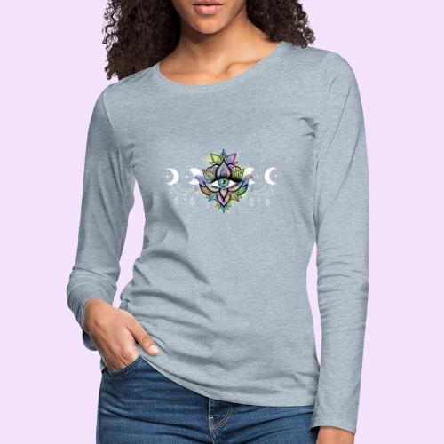 Third Eye Mandala - Moon Cycle Design - Women's Premium Slim Fit Long Sleeve T-Shirt