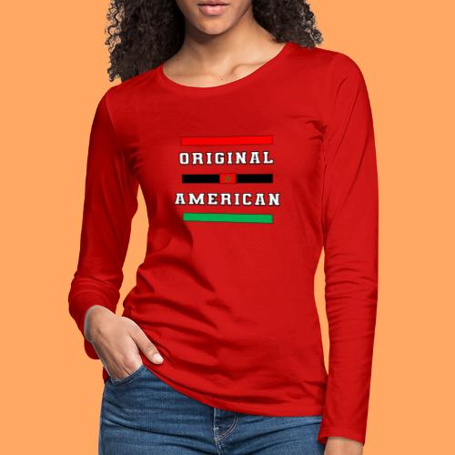 Original American Bars Moorish American Flag - Women's Premium Slim Fit Long Sleeve T-Shirt