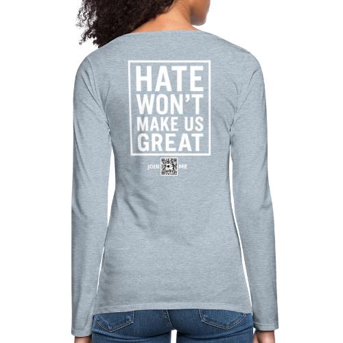 Hate (white, back-facing) - Women's Premium Slim Fit Long Sleeve T-Shirt