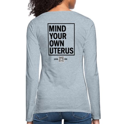 Uterus (black, back-facing) - Women's Premium Slim Fit Long Sleeve T-Shirt
