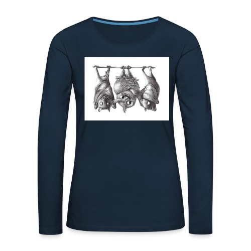 Vampire Owl with Bats - Women's Premium Slim Fit Long Sleeve T-Shirt