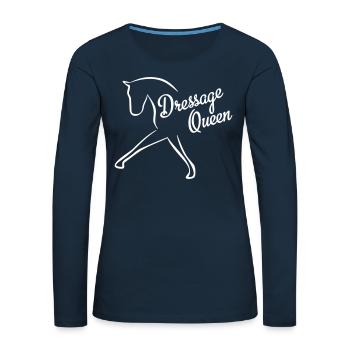 dressage queen - Women's Premium Slim Fit Long Sleeve T-Shirt - deep navy - Front