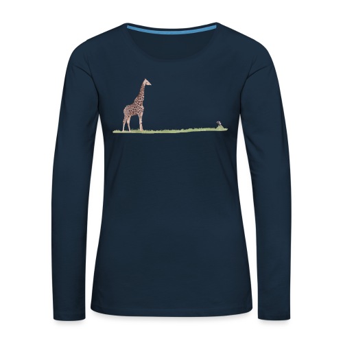 Big Giraffe, Tiny Photographer - Women's Premium Slim Fit Long Sleeve T-Shirt