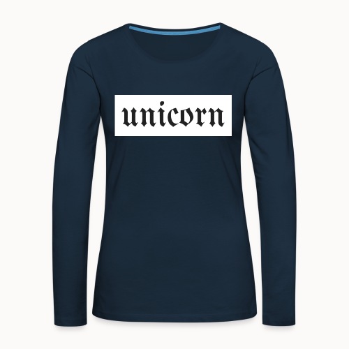 Gothic Unicorn Text White Background - Women's Premium Slim Fit Long Sleeve T-Shirt