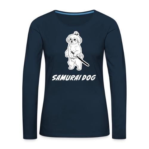 Samurai Maltese Katana Warrior Dog Tee - Women's Premium Slim Fit Long Sleeve T-Shirt