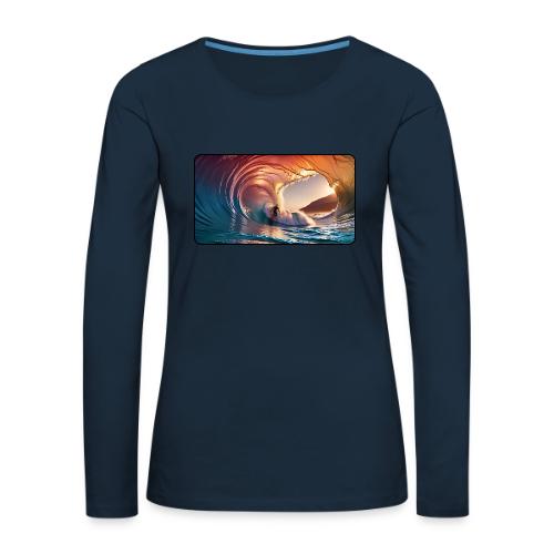 Biggest Barrel Wave - Women's Premium Slim Fit Long Sleeve T-Shirt