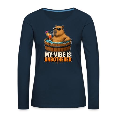 Unbothered Beaver in Wooden Tub - Women's Premium Slim Fit Long Sleeve T-Shirt
