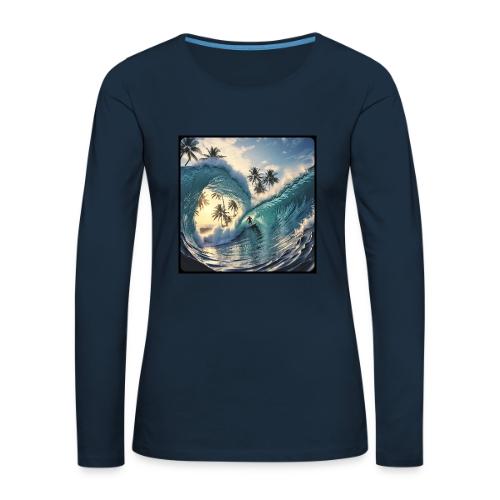 Double-Barrel Wave - Women's Premium Slim Fit Long Sleeve T-Shirt