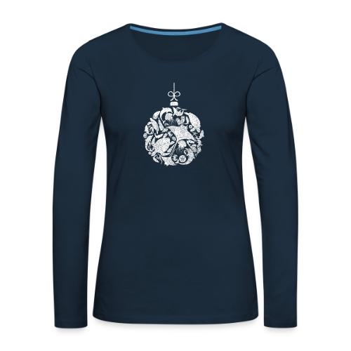 Coastal Christmas Ornament White - Women's Premium Slim Fit Long Sleeve T-Shirt