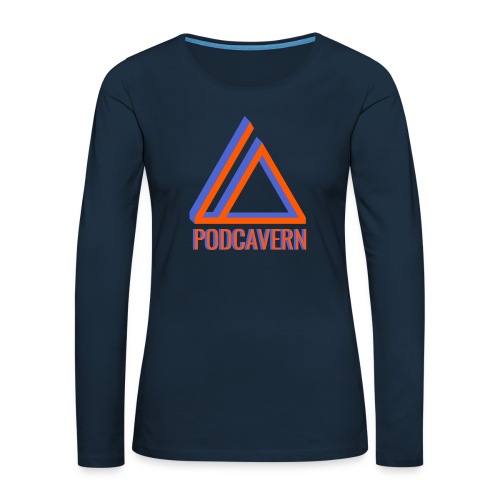 PodCavern Logo - Women's Premium Slim Fit Long Sleeve T-Shirt